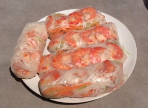 Plate of homemade shrimp salad rolls